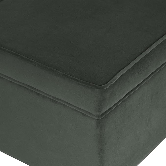 Spatial Order Home Decor | Dinah Collection Modern Storage Ottoman | Ottoman with Storage for Living Room & Bedroom(Loden Green Velvet)