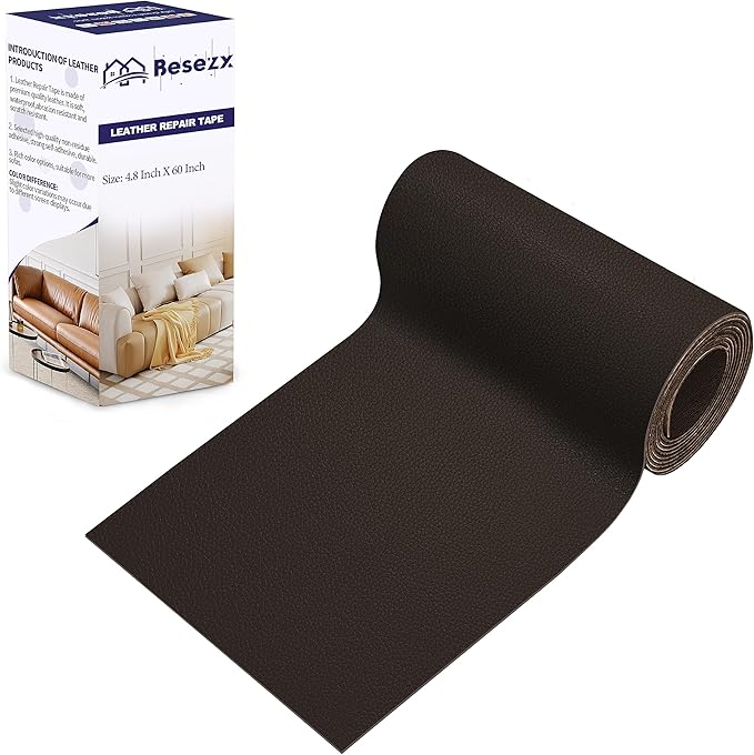 Leather Repair Patch Tape Kit, Self Adhesive Leather Repair for Furniture, Couch, Sofa, Car Seats,Office Chair,Vinyl Repair Kit.4.8inx60in