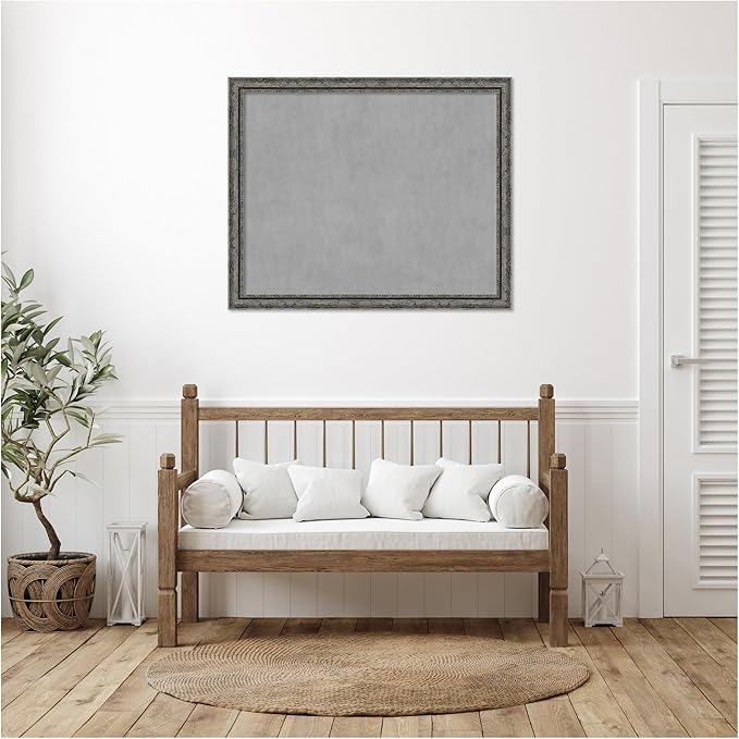Amanti Art Black Framed Magnetic Board 36x44 X-Large Vision Board for use with Magnets, 100% Metal Sheet to Display Items as Office Decor or for Home Organization in mudroom, Kitchen or Kids Room