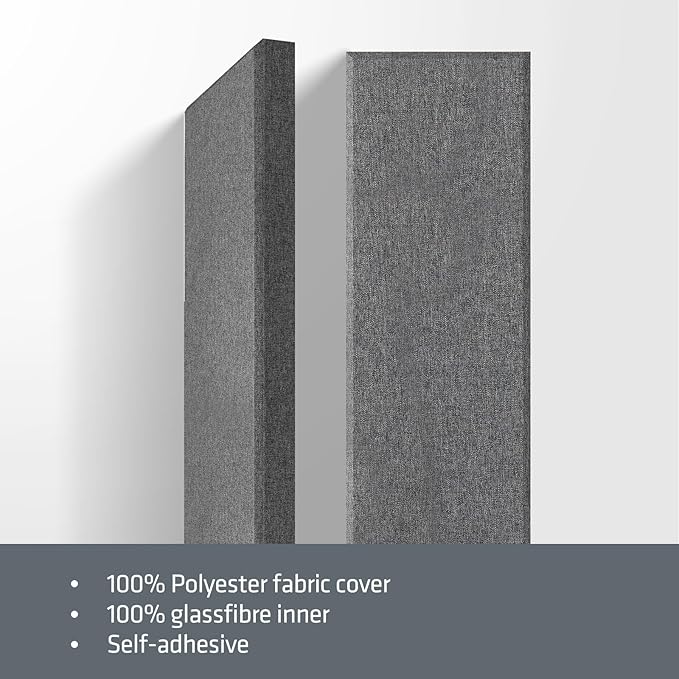 UMIACOUSTICS 2 PCS Fiberglass Acoustic Panels, 48x12x2 Inches Sound Absorbing Panels, Sound Proof Panels for Studios, Office, Home Theater. (Heather)