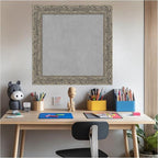Amanti Art Silver Framed Magnetic Board 25x25 Medium Vision Board for use with Magnets, 100% Metal Sheet to Display Items as Office Decor or for Home Organization in mudroom, Kitchen or Kids Room