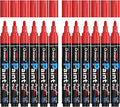 Overseas Red Paint Pens Paint Markers - Permanent Acrylic Markers 12 Pack, Water-Based, Quick Dry, Waterproof Marker Pen for Rock, Wood, Plastic, Metal, Canvas, Glass, Fabric, Mugs. Medium Tip