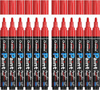 Overseas Red Paint Pens Paint Markers - Permanent Acrylic Markers 12 Pack, Water-Based, Quick Dry, Waterproof Marker Pen for Rock, Wood, Plastic, Metal, Canvas, Glass, Fabric, Mugs. Medium Tip