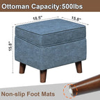 FAGAGA Foot Rest with Adjustable Cover, Storage Ottoman Dorm, Footstool and Sitting Stool, Ottoman Foot Stools for Living Room, Bedroom, Dorm, Blue