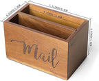 LBEMEY Mail Holder Storage Organizer Box,Acacia Wood Mail Organizer Countertop,Desktop Letters, Bills, Notes and Postcard Bin for Home Office Dorm Room