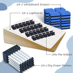 24 Pack Dry Erase Boards, 9"x12" Double Sided Easel Small Whiteboards with Lines for Kids, Students, Education Teacher Classroom, Mini Portable Learning White Boards with 24 Markers, 24 Erasers