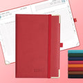 IN-luxpro Daily Planner 2026 with One Page Per Day,(A5-8.5" x 5.9"),12 Months Calendar Hourly Appointment Book Monthly Tabs & Self-adhesive Pen Holder,Inner Pocket, Vegan Leather Hardback,Red