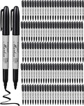 Thenshop 100 Pack Black Permanent Markers Bulk - Fine Point Permanent Marker Quick Drying Waterproof Pens for Doodling Writing Marking Classroom Work on Wood Metal Stone Glass, Office School Supplies