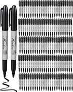 Thenshop 100 Pack Black Permanent Markers Bulk - Fine Point Permanent Marker Quick Drying Waterproof Pens for Doodling Writing Marking Classroom Work on Wood Metal Stone Glass, Office School Supplies