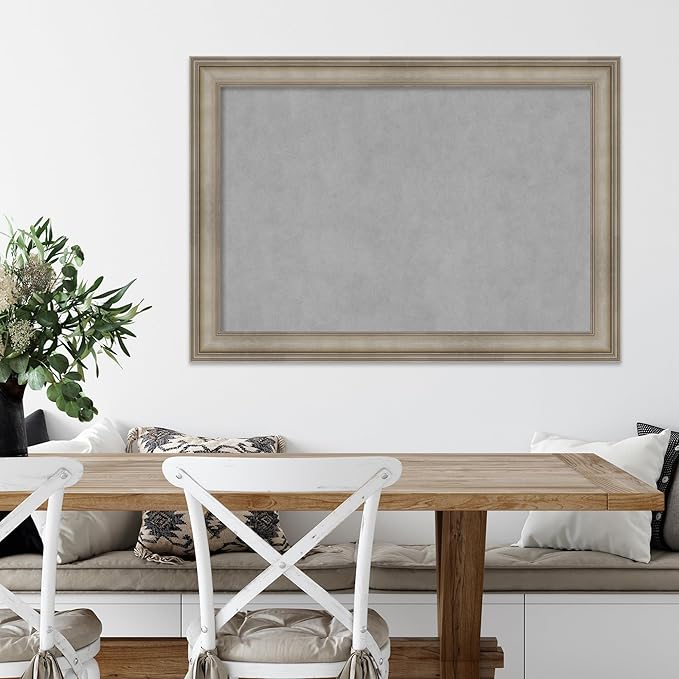 Amanti Art Silver Framed Magnetic Board 29x41 Large Vision Board for use with Magnets, 100% Metal Sheet to Display Items as Office Decor or for Home Organization in mudroom, Kitchen or Kids Room