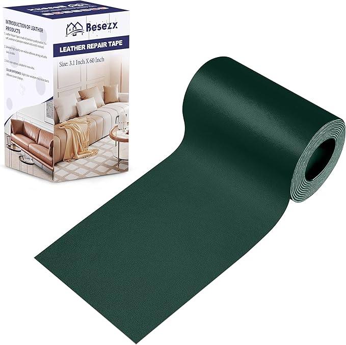 Besezx Leather Repair Patch Tape Kit, Self Adhesive Leather Repair for Furniture, Couch, Sofa, Car Seats,Office Chair,Vinyl Repair Kit.3.1inx60in