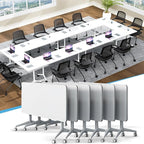 Conference Table,55.1''Folding Conference Room Table for 4-12 People,Mobile Flip Top MeetingTraining Table with Different Coulor and Styles for Offices, Classrooms,Meeting Room (6, 61''A)