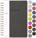 Spiral Notebook-5.75" x 8.125" College Ruled Journal with Inner Pockets and 160 Pages,PU Leather Cover Business Journal, Twin-Wire Binding Notebook Perfect for Office & Home School Supplies Dark Grey
