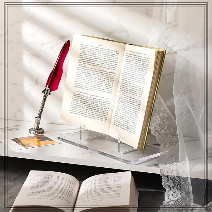 Jetec Acrylic Book Stand Clear Easel Stand for Display Acrylic Plate Postcard Picture Display Holder for Picture Book Decorative Plate Platter Photo (11 x 6 x 12 Inch)