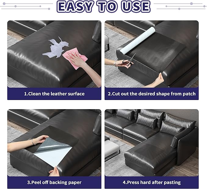 Leather Repair Patch Tape Kit, Self Adhesive Leather Repair for Furniture, Couch, Sofa, Car Seats,Office Chair,Vinyl Repair Kit.60inx16in