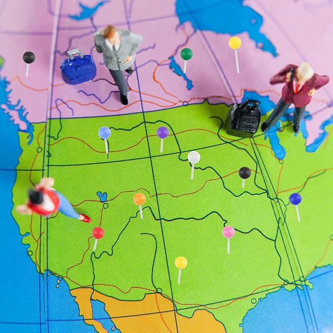 1000 Pcs Multi-Color Push Pins, Map Pins for Travel Map, 1/8" Small Map Tacks with Plastic Beads Head for Cork Board, World Map Pin Board, Bulletin Board, Fabric Marking, Craft, Office
