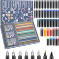 GC QUILL Calligraphy Pen Set 74pcs- 8 Calligraphy Fountain Pens with Varied Nibs, 66 Ink Cartridges(14 Colors)-Writing, Drawing, Calligraphy Practice for Beginner GC-F866