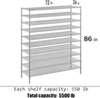 Regal Altair 24" Deep x 72" Wide x 86" Height Wire Shelving Kit | 10-Tier | NSF Commercial Storage Rack Unit