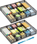 Marbrasse Expandable Desk Drawer Organizer, Mesh Drawer Organizer Tray with 10 Adjustable Compartments, Desk Organizers and Accessories for Office Supplies, Makeup & Vanity (Expandable Black-2 pack)