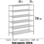 Regal Altair 24" Deep x 60" Wide x 74" Height Wire Shelving Kit | 6-Tier | NSF Commercial Storage Rack Unit