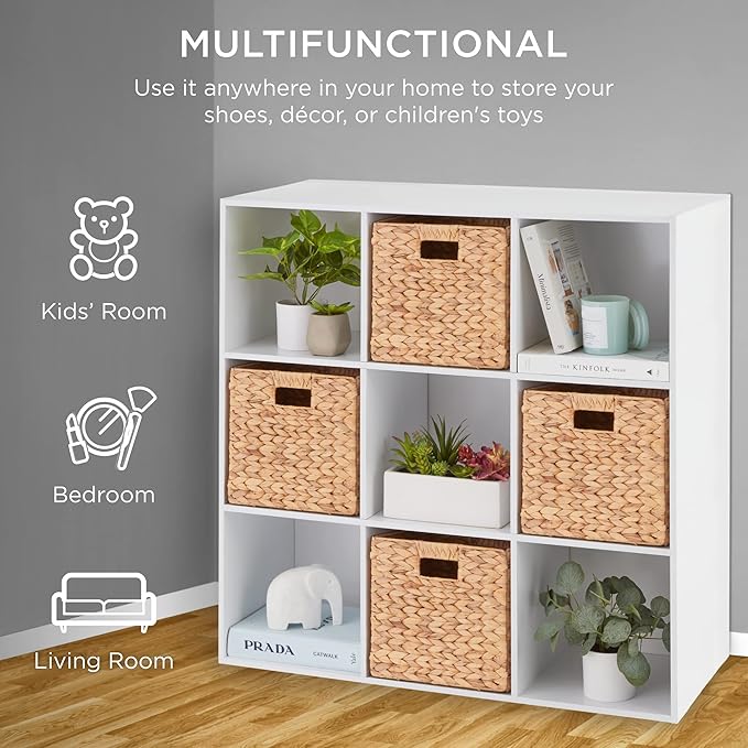 Best Choice Products 9-Cube Storage Organizer, 11in Shelf Opening, Bookcase, Display Shelf, Customizable w/ 3 Removable Back Panels - White