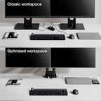 Manhattan Aluminium Desk Mount with Gas Lift for Dual Monitors & 8-in-1 Docking Station, for Monitors from 17" to 32" and up to 9 kg per arm, Black, 461887