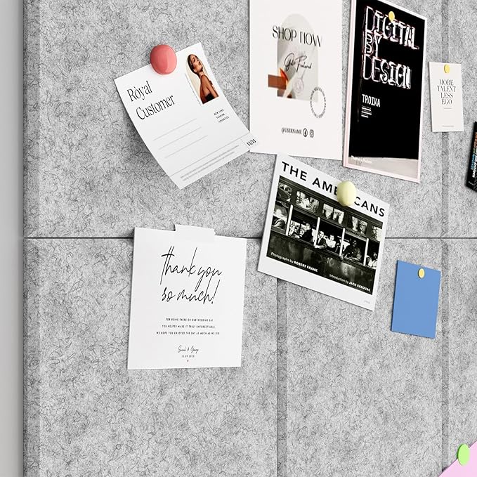 Baysola Large Cork Boards for Walls – 48" x 36" Self Adhesive Felt Wall Tiles, Ideal for Office Wall Organizing Bulletin Board, Easy to Install Cork Boards Felt Board