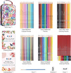 H & B Art Supplies, 72 Pack Drawing Supplies for Adults, Drawing Kit with Drawing Book, Coloring Book, Watercolor, Metallic Charcoal Macaron Oil-Based Coloured Pencils for Artists