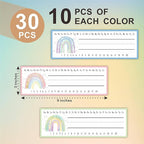 30 Name Tags Labels - Watercolor Rainbow Self Adhesive Name Plates, Desk Label, Locker Stickers for Classroom School, Student, Teacher Decorations & Supplies - A02