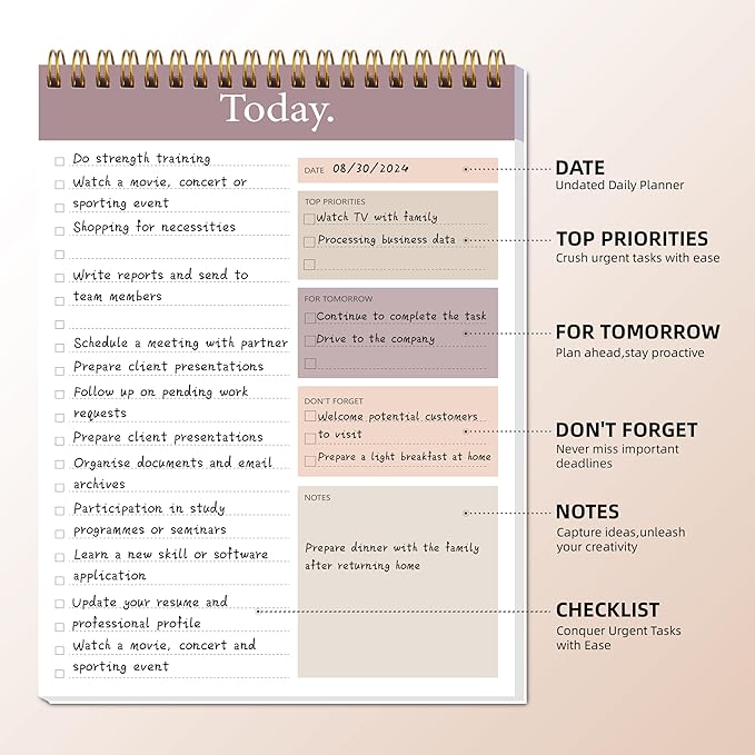 To Do List Notepad - Daily Planner Notepad Undated 52 Sheets Tear Off, 6.5" x 9.8" Checklist Productivity Organizer with Hourly Schedule for Tasks(3 Pack)