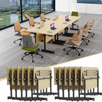 Conference Table,55.1''Folding Conference Room Table for 4-12 People,Mobile Flip Top MeetingTraining Table with Different Coulor and Styles for Offices, Classrooms,Meeting Room (12, 61''G)