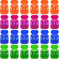 AUSTARK 24Pcs Pencil Sharpener Manual, Assorted Color Small Dual Hole Pencil Sharpeners Bulk with Lid for School Office Home (Geometry-24)