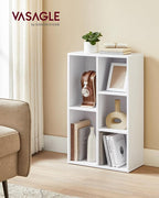 VASAGLE Set of 2 Bookcases, Bookshelves, 5 Compartments, Freestanding Shelves and Cube Organizers, Display Shelves for Small Spaces, for Living Room, Bedroom, and Home Office, Cloud White ULBC25WT-2