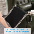 MINJIATEX Couch arm Covers,Non-Slip lace Sofa arm Covers Set of 2 Washable Sofa armrests Covers for Living Room Recliner Chair arm Cover Protectors for Leather Sofa armrest slipcover (GYDF-Black)