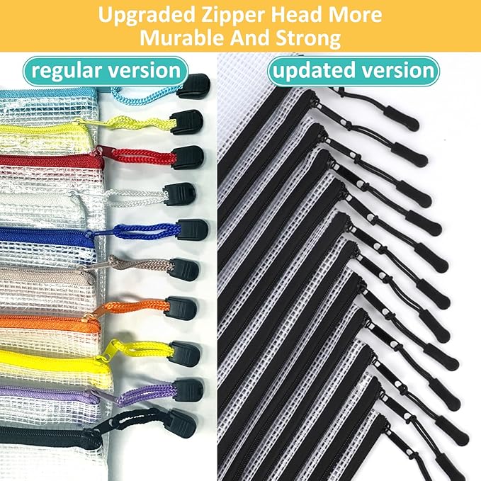 YOPCDJ 12pcs Mesh Zipper Pouch Bags, A4 Puzzle Bag for Organizing Storage Bag, File Bags for Office, Board Games and Home Supplies