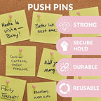 LincOficey 200pcs Paper Clips Binder Clips and Push Pins Set, Mini Clips and Thumb Tacks for Multipurpose Document Organization (Pink)