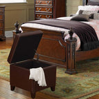 Adeco Bonded Leather Square Tufted Footstool, 18", Brown Storage Ottomans,