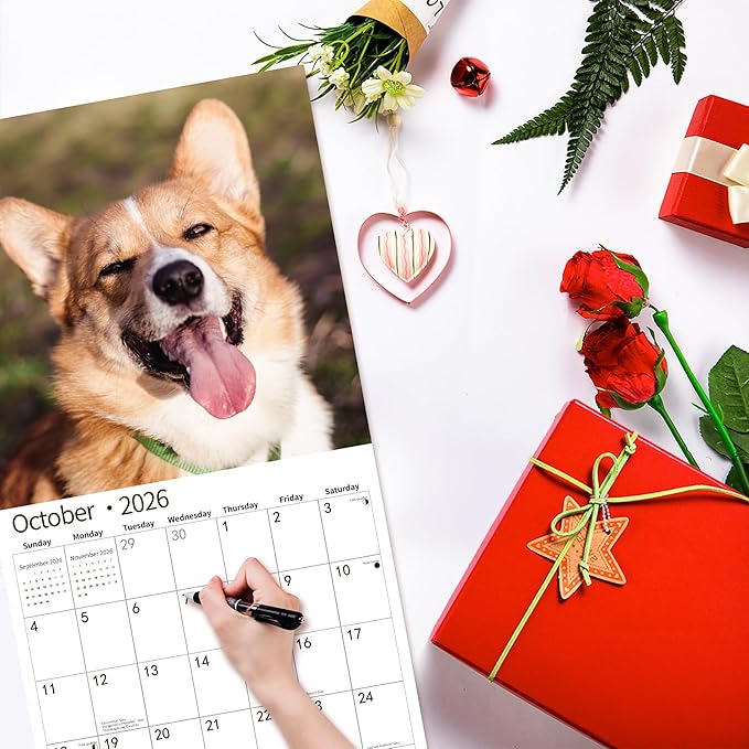 2026 Wall Calendar,Calendar 2026, November 2025 - December 2026, Wall Calendar Happy Dog, 12" x 24" Opened,Full Page Months Thick & Sturdy Paper for Gift Perfect Calendar Organizing & Planning