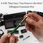 Ellington Pens Luxury Fountain Pen Set - Smooth Fine Nib - Includes 3 Ink Cartridges, Refillable Ink Converter, Box - Fountain Pens For Writing, Calligraphy, Journaling, Sketching (Emerald Enigma)