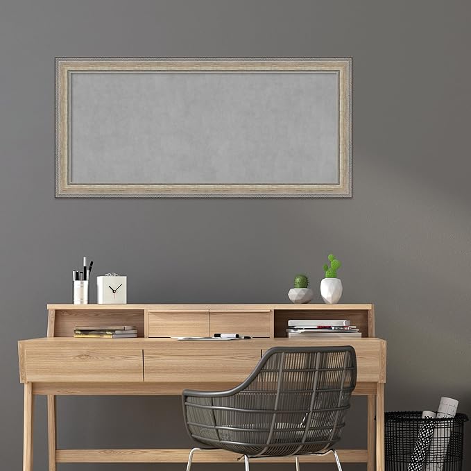 Amanti Art Silver Framed Magnetic Board 25x53 Oversize Vision Board for use with Magnets, 100% Metal Sheet to Display Items as Office Decor or for Home Organization in mudroom, Kitchen or Kids Room
