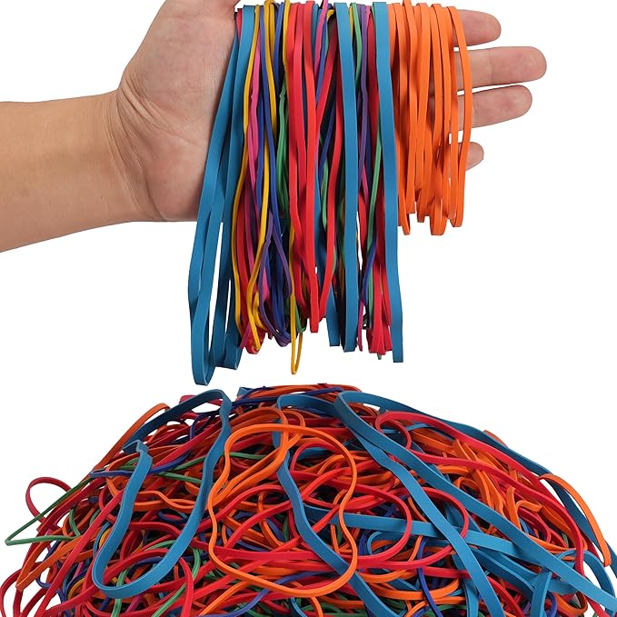 Rubber Bands Assorted Sizes Multicolor 0.5lbs 4 sizes large rubber bands heavy duty Elastic Bands for Office supplies size#117A,size#117B,size#8in,size(4-4/5" x 1/8")