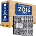 EPI 2016 Pack (Pallet) College Ruled Composition Notebook Bulk, 200 pages (100 Sheets), 9-3/4 x 7-1/2, Black Marble, Bulk School Supplies, Heavy Duty, Durable Office Notebooks, Sturdy Sewn Binding