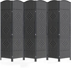 Cocosica 6 Panel Room Divider,6Ft Folding Privacy Screen,Tall - Extra Wide Foldable Panel Partition Wall Divider with Diamond Double-Weaved Hand-Woven Design Room Screen Divider