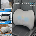 Lumbar Support Pillow for Car, Memory Foam Lumbar Pillow for Lower Back Pain Relief - Back Cushion for Driving, Chair Support for Car-Office Chair, Wheelchair - Matte Gray