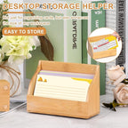 SHIQIKEJIPTY 2 Pack Wood Index Card Holder 4x6 Inch Index Card Box Notecard Box Business Cards Organizer Post Cards Case Display Stand for Business Desk Office Home School Holds 300 Sheets