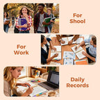XYark Line Hardcover Spiral Notebook with Removable Dividers Tabs & Ruler, 5 Subject Notebook College Ruled, 300 Page, Large 8"x10" B5 Notebooks for Work School, Lined Journal for Women & Men, Purple