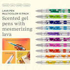 Lifelines Scented Lava Gel Pen Set, 10-Pack (Multi-Color) - 0.5mm Colored Gel Pens Infused with Scented Essential Oil Blends & Mesmerizing Lava - School Supplies for College Kids & Adults