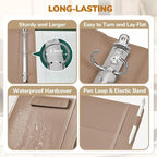 JoyCat 3 Ring Binder Clipboard with Storage,12.4"x10.2"Magnetic Clipboard Folder with 5 Expandable Folders,Refillable Lined Notepad (11" x 8.5"),Ideal for School Office Nursing(Khaki)