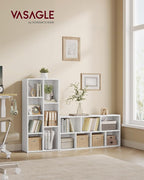 VASAGLE Bookcase, Bookshelf with 7 Compartments, Freestanding Shelves and Cube Organizer, for Display in Living Room, Bedroom, and Home Office, Cloud White ULBC27WT