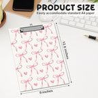 APIILVPQ Pink Clipboard，Bow Clipboards with Low Profile Clip for Office School Use, Cute Gifts Wooden Clip Boards for Nurses Teachers Students - B08